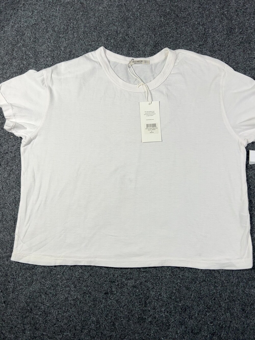 Buck Mason Womens Pima Cropped Easy Crew White Sz Small NWI Msrp35 [RA23]
